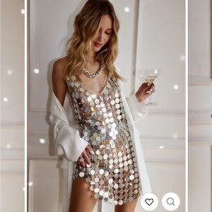 12th Tribe Silver Sequin Mini Dress